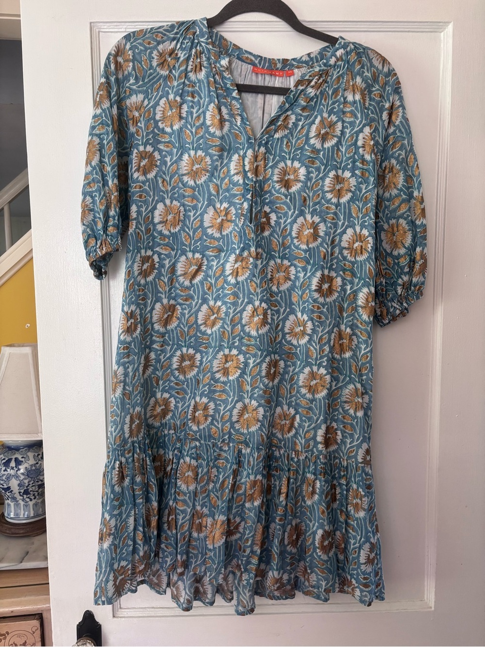 Oliphant Smock Mini Floral Tiered Short-Sleeve Dress